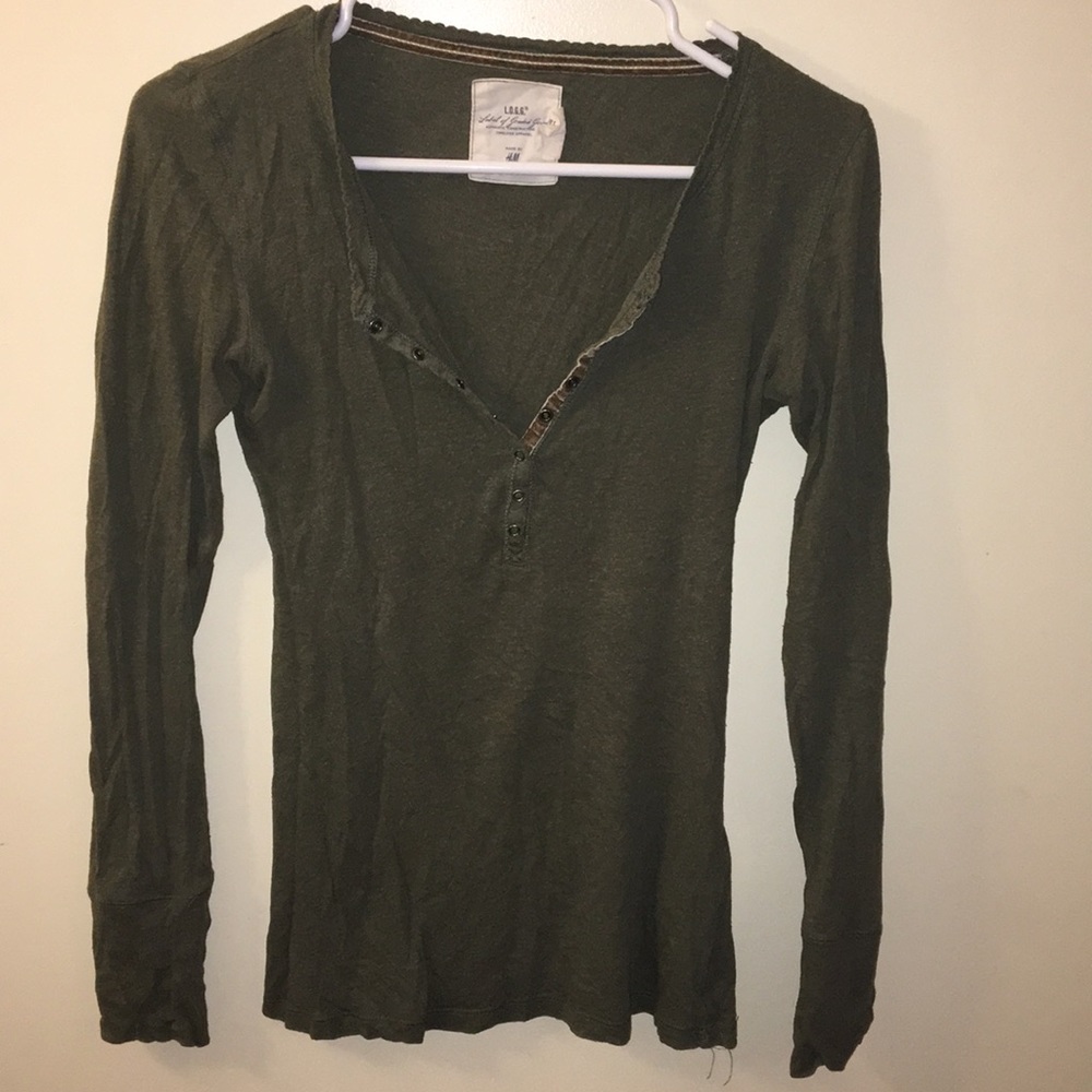 Olive army green Henley long sleeve